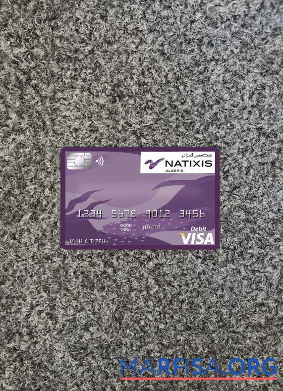 Realistic Algeria Natixis algerie bank visa card photolook front download for verification